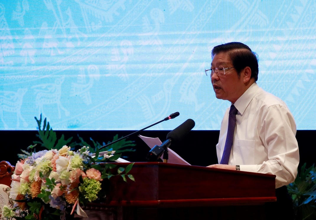 Ông Phan Đình Trạc, Trưởng ban Nội chính Trung ương phát biểu tại hội thảo.