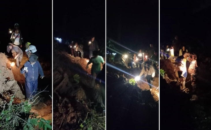 Hình ảnh do Bernama cung cấp tại hiện trường vụ sạt lở. 
