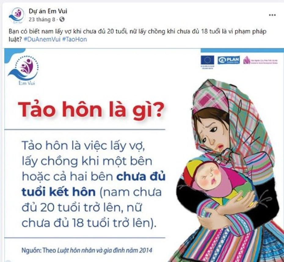 Thanh thiếu niên dân tộc thiểu số được trang bị kiến thức, kỹ năng để chủ động phòng tránh tảo hôn và nạn buôn người.