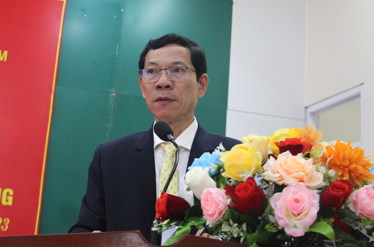 Ông Võ Thanh An, Chủ tịch Ủy ban MTTQ Việt Nam tỉnh Quảng Ngãi phát biểu tại hội nghị.