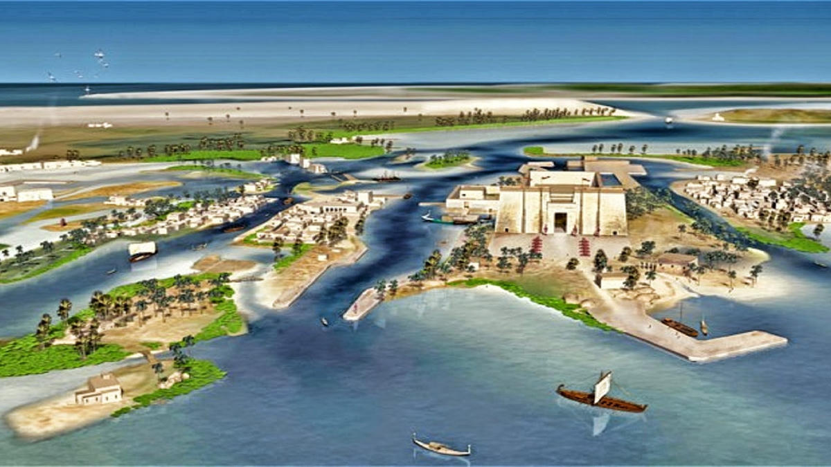 Ảnh phục dựng 2D của thành phố Thonis-Heracleion.