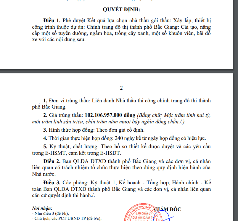Gói thầu 102 tỷ do Công ty CP Đầu tư xây dựng Hải Long trúng thầu, chỉ giảm giá được 16 triệu đồng.