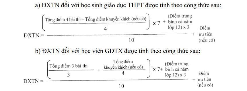 Công thức tính điểm xét tốt nghiệp THPT.