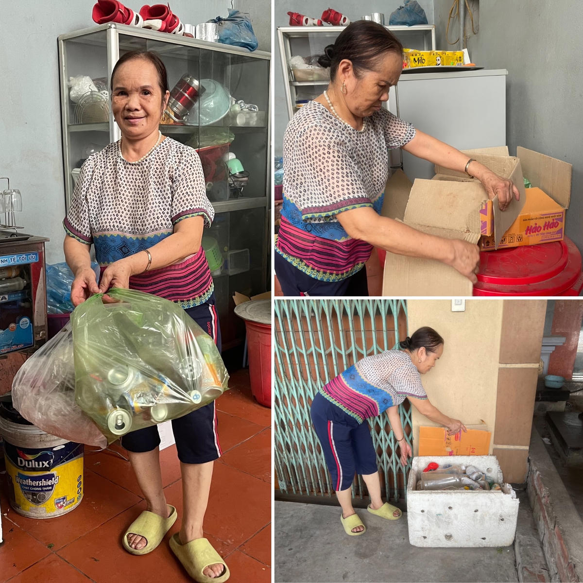 Khách hàng của "ngân hàng rác" sẽ chủ động thu gom, phân loại các loại rác thải như giấy vụn, chai lọ nhựa, thanh kim loại,…