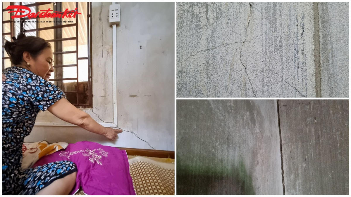 Ngôi nhà của bà An xuất hiện nhiều vết nứt.
