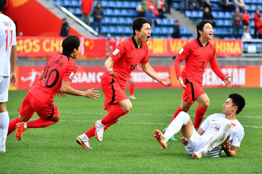 Cầu thủ U20 Hàn Quốc ăn mừng bàn thắng. Ảnh: AFC.