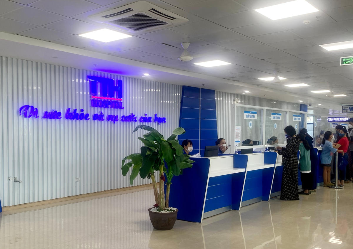 Khu đón tiếp bệnh nhân của Bệnh viện đa khoa TTH Hà Tĩnh.