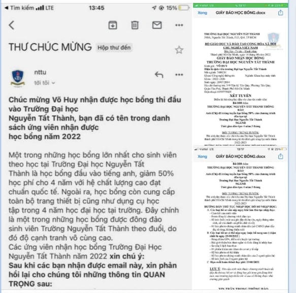 Giấy báo trúng tuyển giả mạo (Ảnh: NTCC).