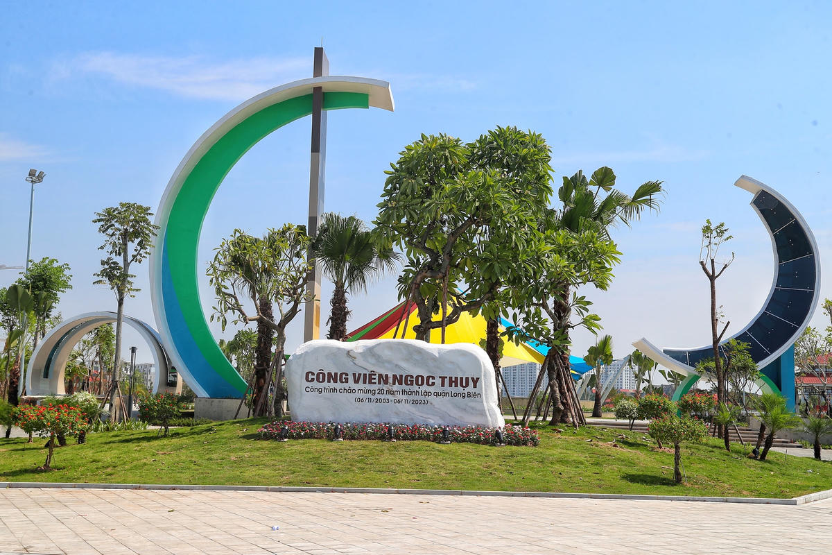 Công viên Ngọc Thụy là công trình cấp thành phố được khởi công tháng 12/2022 đến nay đã hoàn thành với tổng mức đầu tư 190 tỷ đồng.