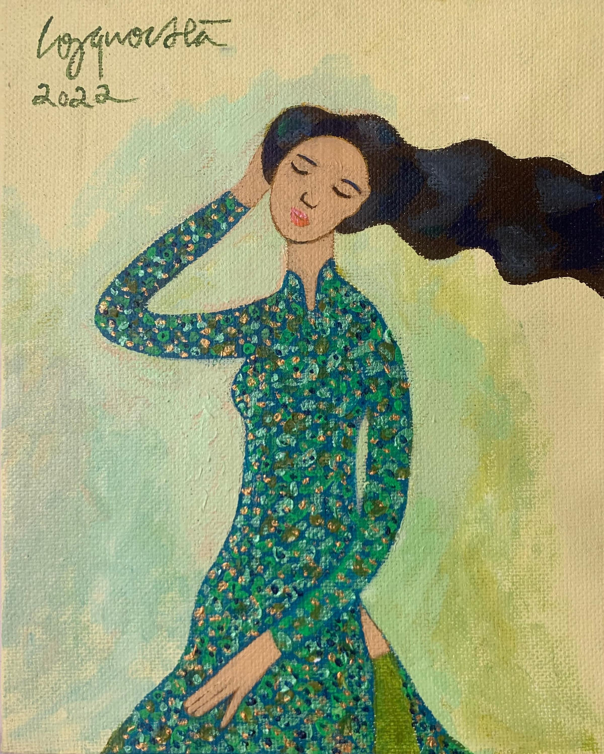 Tóc thu.Tranh: Công Quốc Hà.  