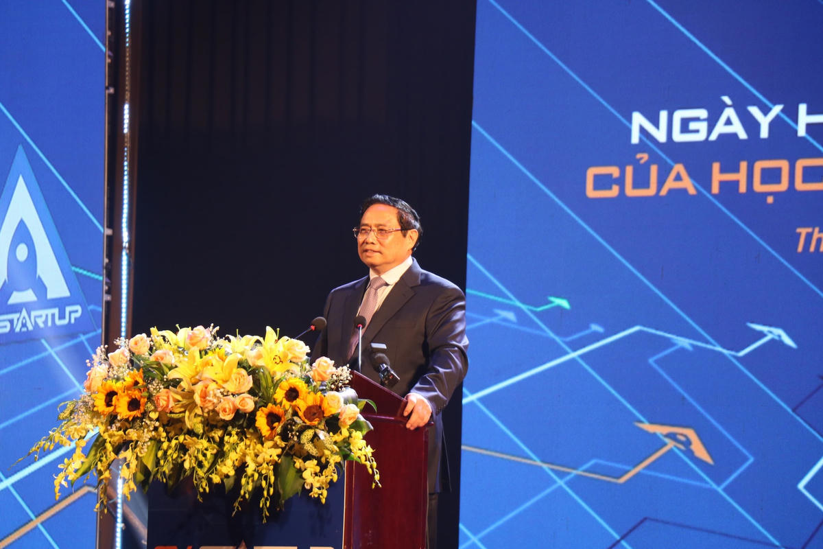 Thủ tướng Phạm Minh Chính phát biểu tại Lễ khai mạc ngày hội Khởi nghiệp quốc gia của học sinh, sinh viên lần thứ V.