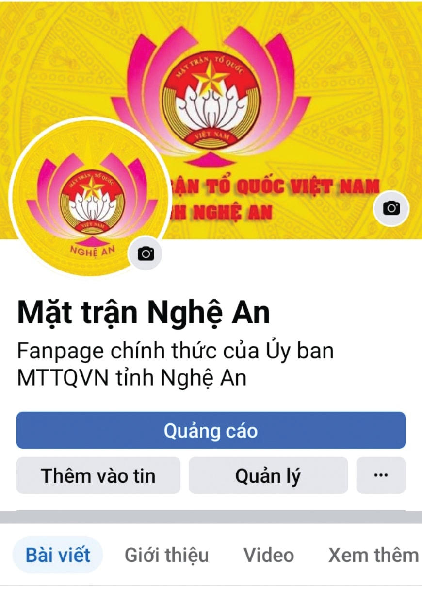 Trang thông tin điện tử Fanpage “Mặt trận Nghệ An” chính thức của Uỷ ban MTTQ tỉnh Nghệ An.