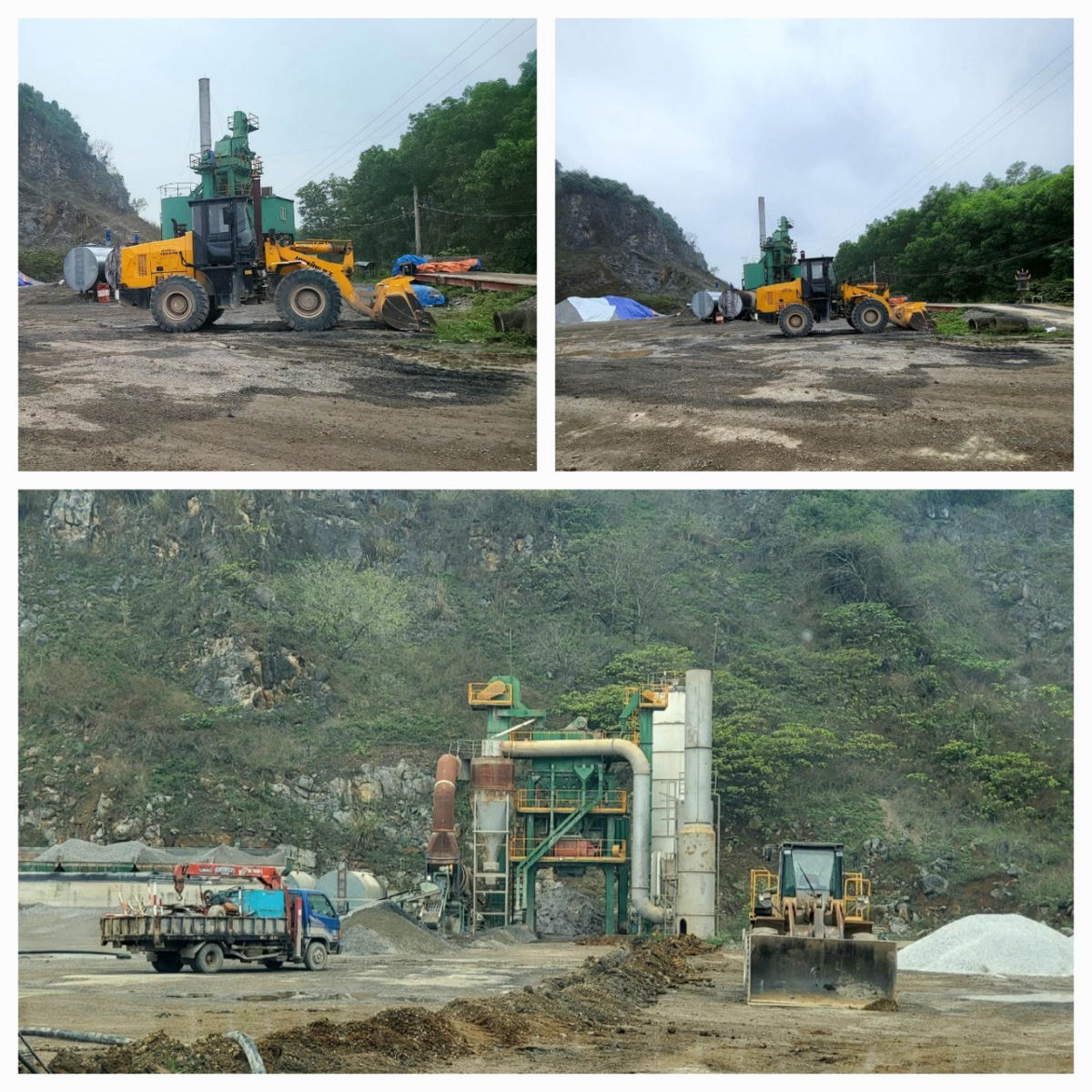 Trạm bê tông nhựa trái phép của Công ty Hoàng Long bị chính quyền yêu cầu tháo dỡ nhưng doanh nghiệp này vẫn không thực hiện.