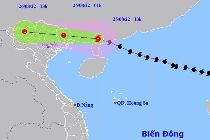 Vị trí và hướng di chuyển của bão số 3. (Ảnh: NCHMF).