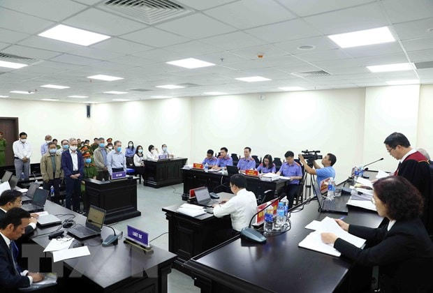 Quang cảnh phiên tòa sơ thẩm. Ảnh: Phạm Kiên/TTXVN.