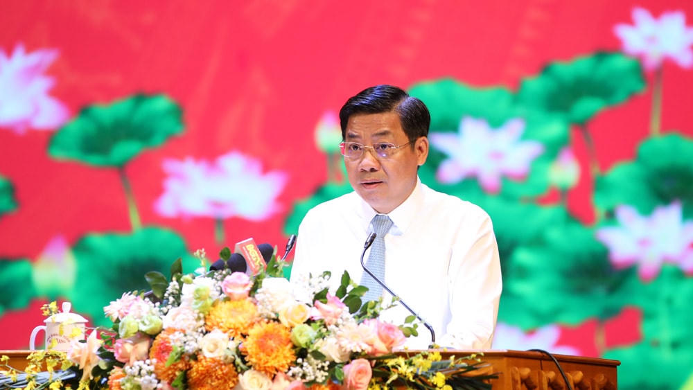 Ông  Dương Văn Thái, Bí thư Tỉnh ủy Bắc Giang phát biểu kết luận Hội nghị.