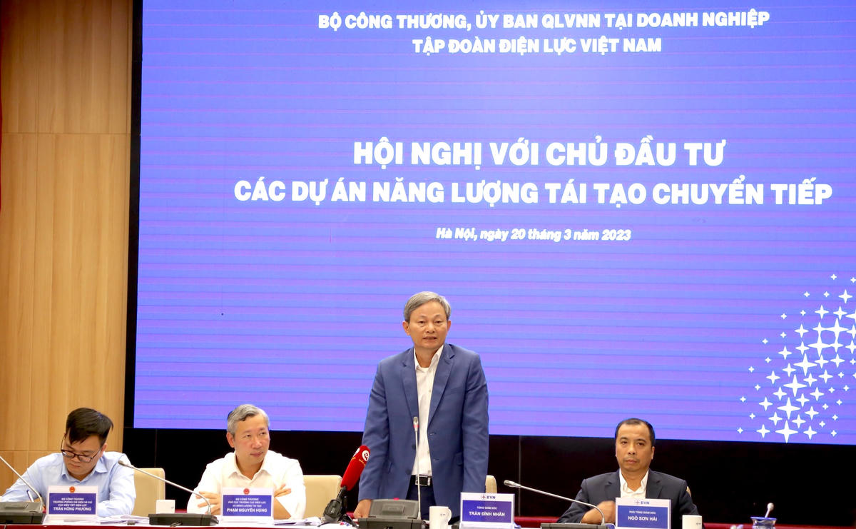 Tổng Giám đốc EVN Trần Đình Nhân phát biểu tại hội nghị.