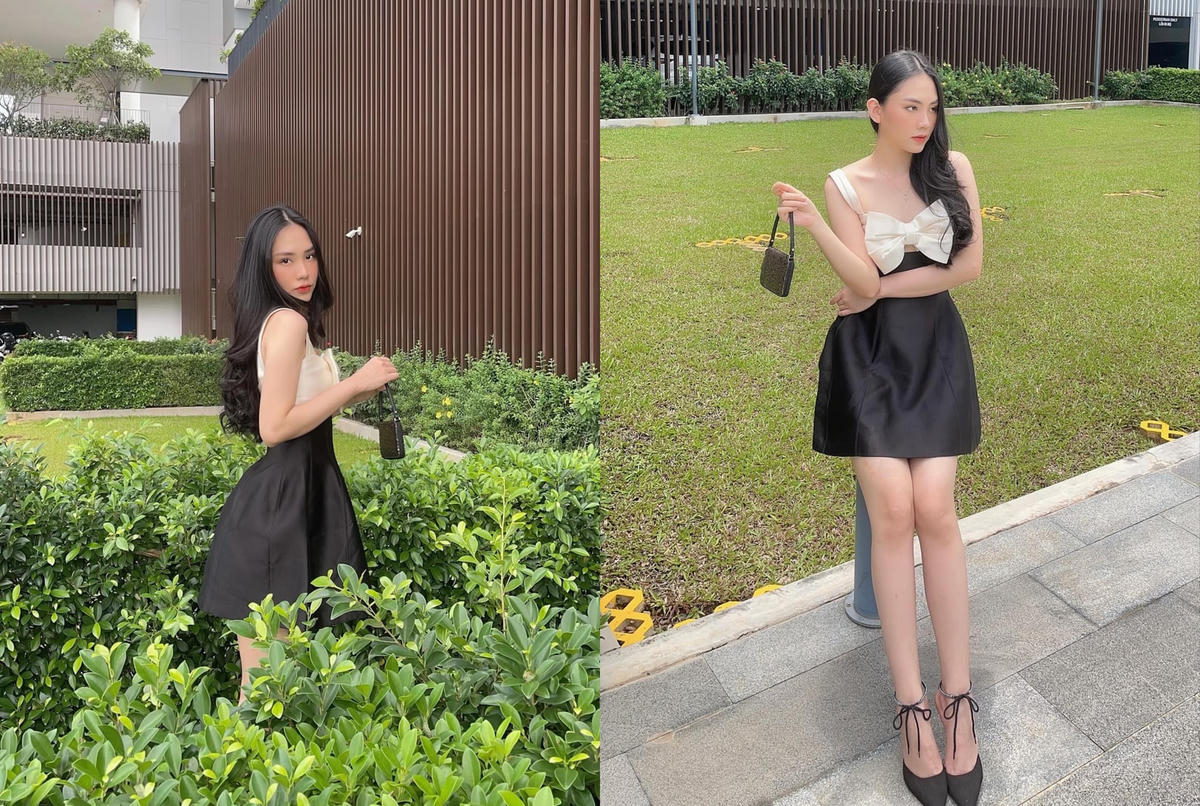 Đôi khi lại điệu đà, công chúa với mẫu váy có phần thân trên là chiếc nơ thắt duyên dáng.