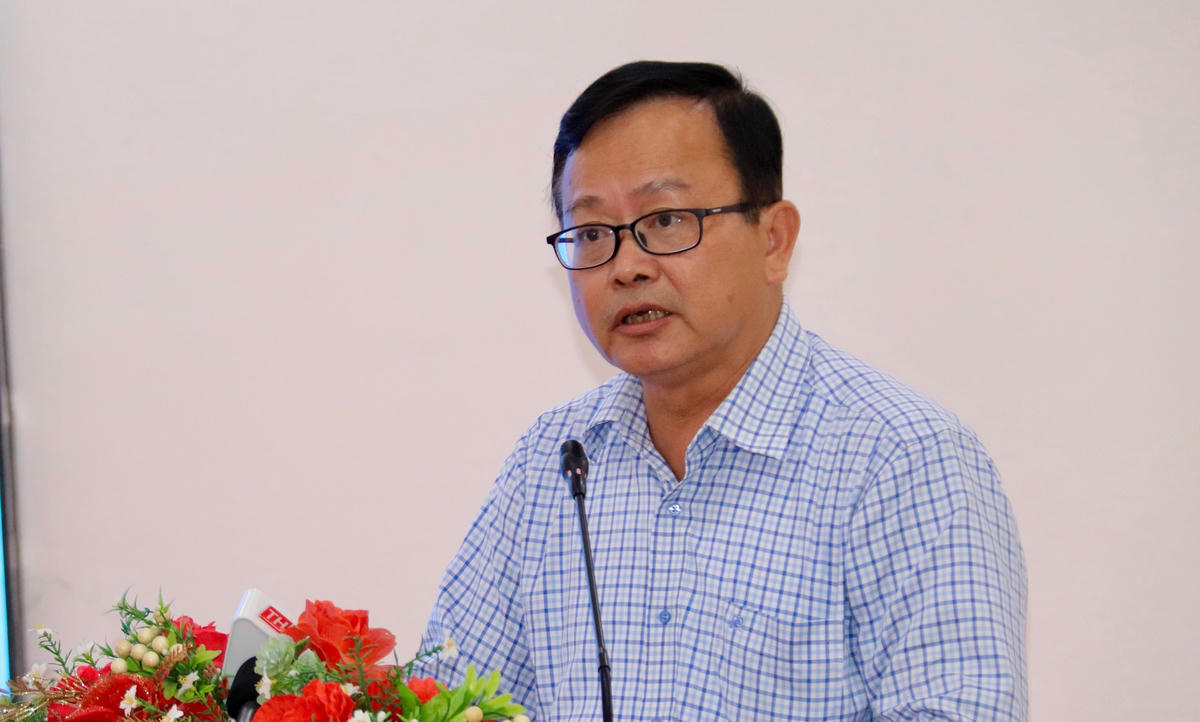 Ông Nguyễn Trung Nhân - Chủ tịch Uỷ ban MTTQ Việt Nam TP Cần Thơ phát biểu tại hội nghị.