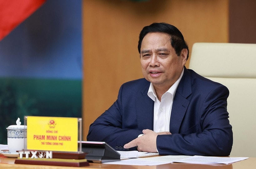 Thủ tướng Phạm Minh Chính chủ trì Hội nghị sơ kết việc thực hiện chỉ tiêu phát triển nhà ở xã hội 7 tháng đầu năm 2025. (Ảnh: Dương Giang/TTXVN)