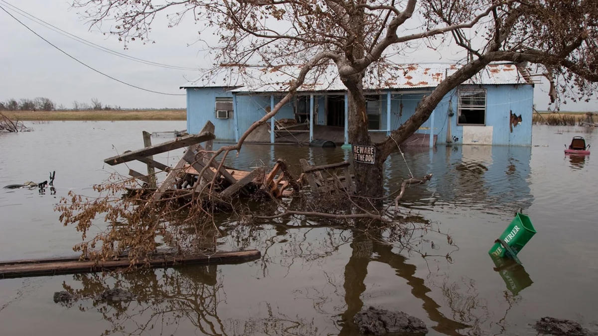 Thị trấn Isle de Jean Charles, ở Giáo xứ Terrebonne, Louisiana (Mỹ) đang biến mất do mất đất. Ảnh: CNN.  