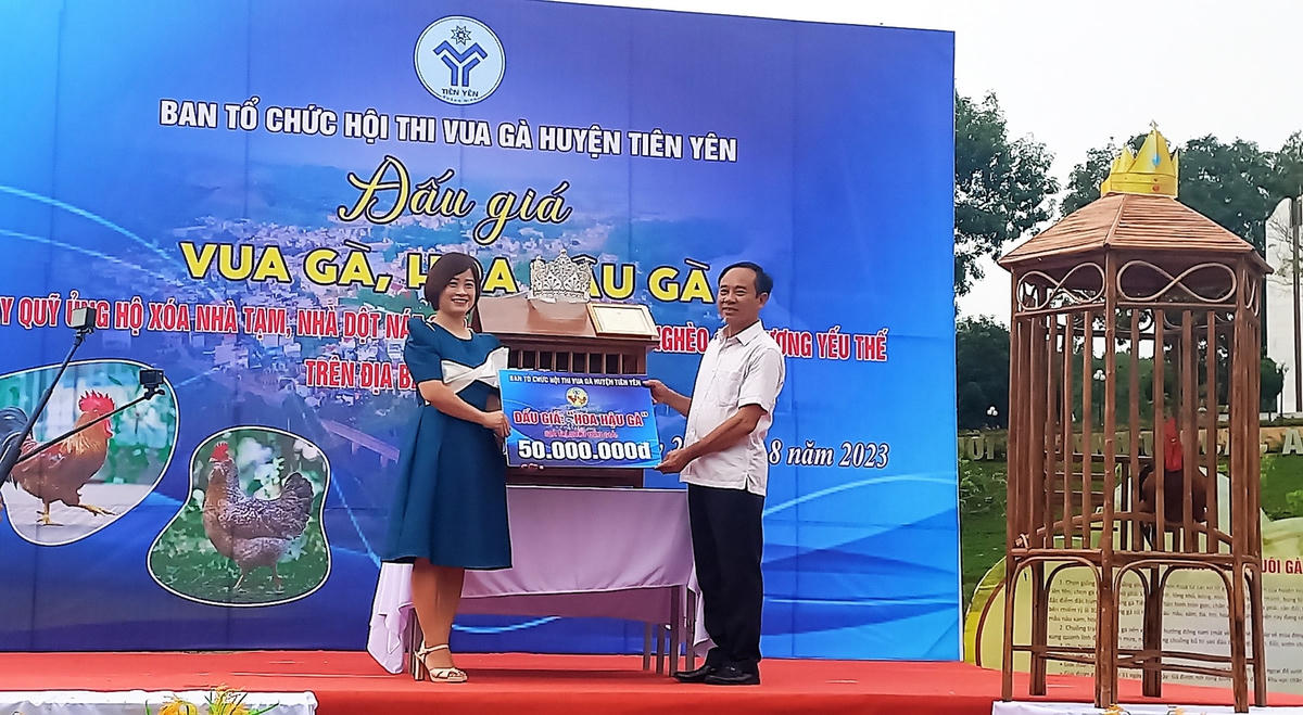 Hoa hậu gà trị giá 50 triệu đồng.