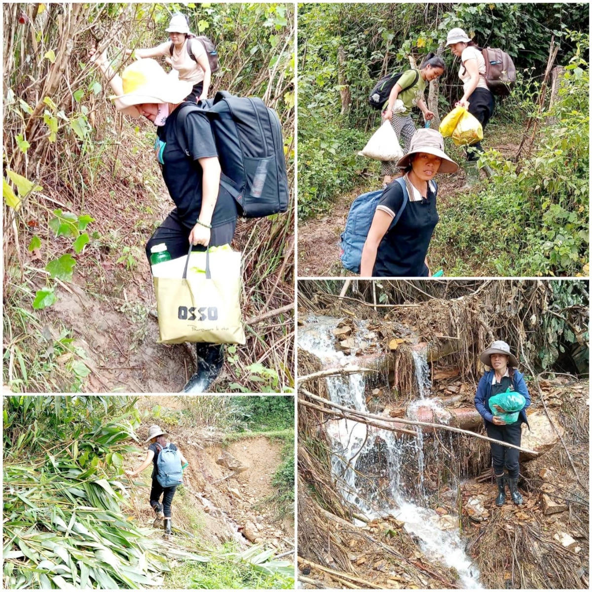 Hành trình vượt suối, băng rừng đầy vất vả của các giáo viên Trường Mầm non Bảo Nam, xã Bảo Nam, huyện Kỳ Sơn sau trận mưa lũ vừa qua.