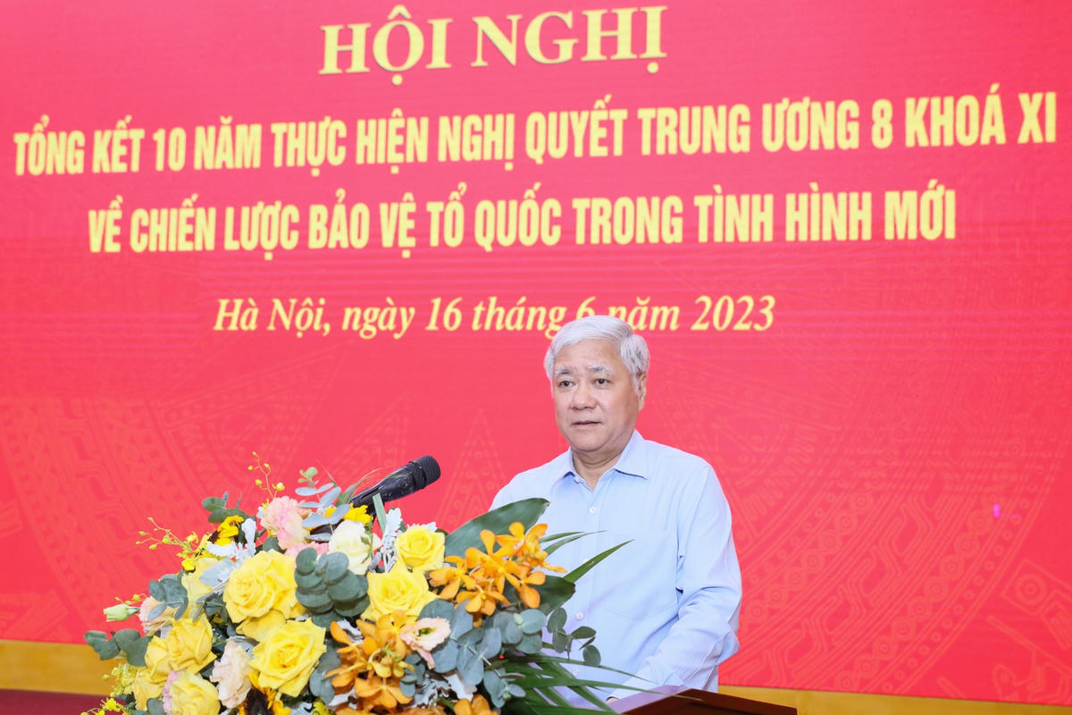Bí thư Trung ương Đảng, Chủ tịch UBTƯ MTTQ Việt Nam Đỗ Văn Chiến phát biểu tại Hội nghị.
