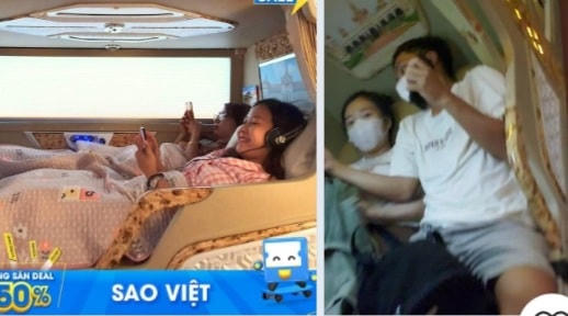 Hình ảnh quảng cáo trên trang web của nhà xe Sao Việt và thực tế.