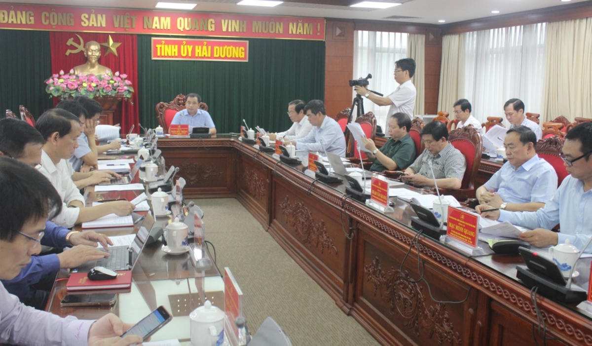 Quang cảnh phiên họp thứ 3 của Ban Chỉ đạo phòng, chống tham nhũng, tiêu cực tỉnh Hải Dương.