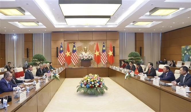 Quang cảnh buổi hội kiến. (Ảnh: Doãn Tấn/TTXVN).