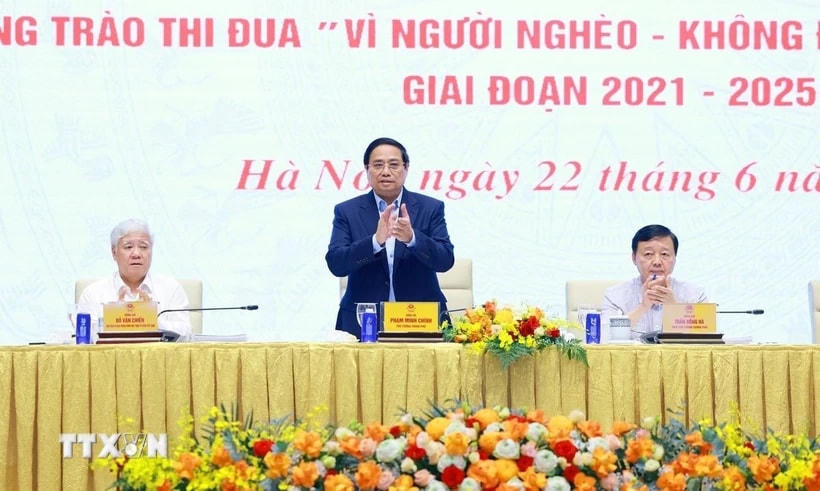 Thủ tướng Phạm Minh Chính chủ trì Hội nghị toàn quốc tổng kết Chương trình mục tiêu quốc gia xây dựng nông thôn mới. (Ảnh: Dương Giang/TTXVN)