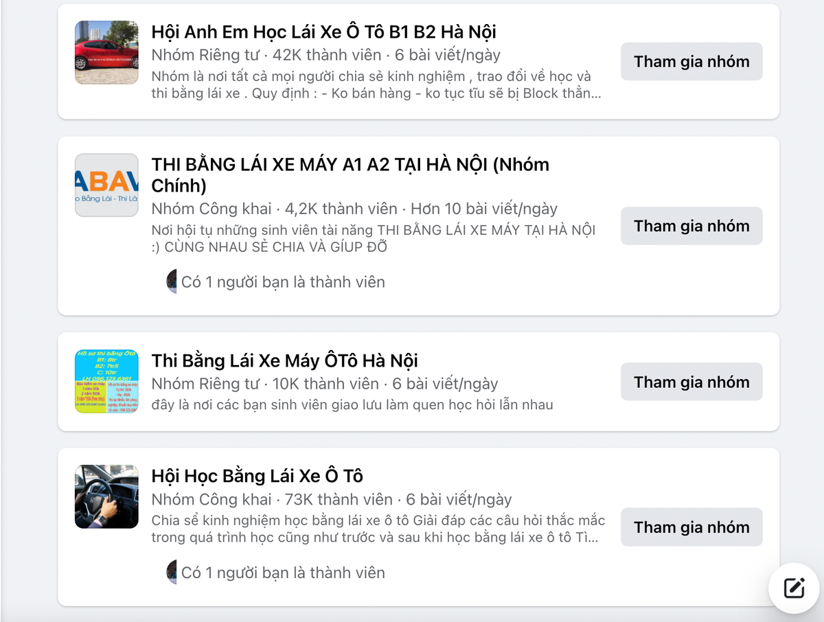 Các hội nhóm thi bằng lái xe là nơi các đối tượng rao bán bằng giả hoạt động