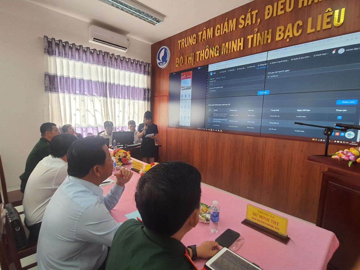 Dữ liệu Trung tâm IOC tỉnh Bạc Liêu đã tích hợp, kết nối được 8 hệ sinh thái.