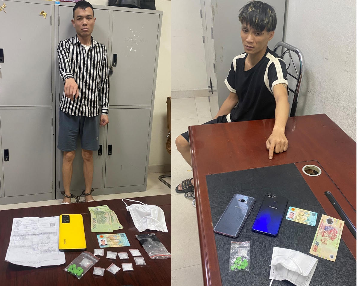 Các đối tượng cùng vật chứng. Ảnh: Công an tỉnh Quảng Ninh