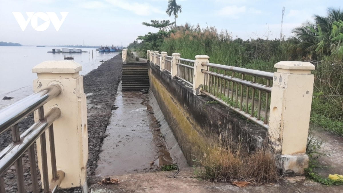 Hơn 3.200m bờ kè bao bọc cồn Tân Long đã được xây dựng trước đây nhưng chưa khép kín.