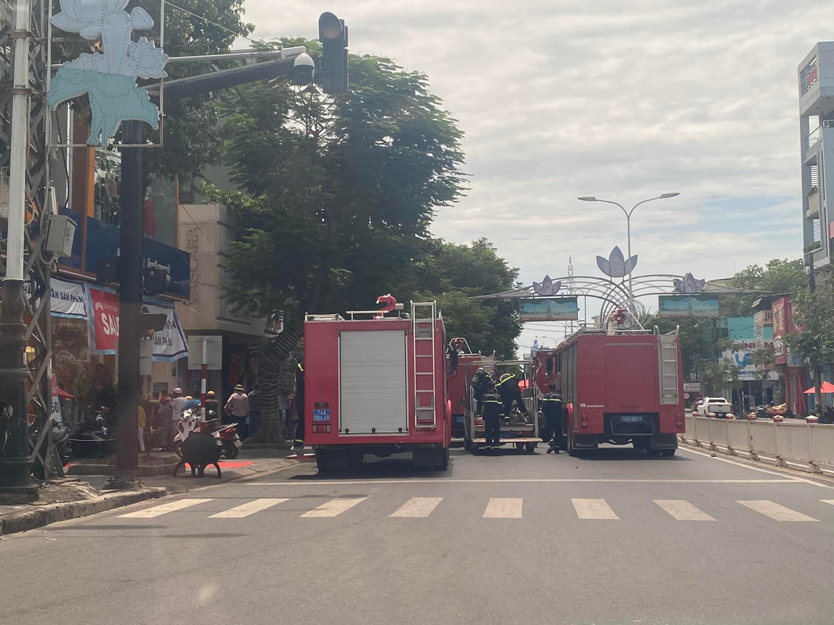 Nhiều cán bộ, chiến sĩ, phương tiện được huy động đến nơi để dập đám cháy.