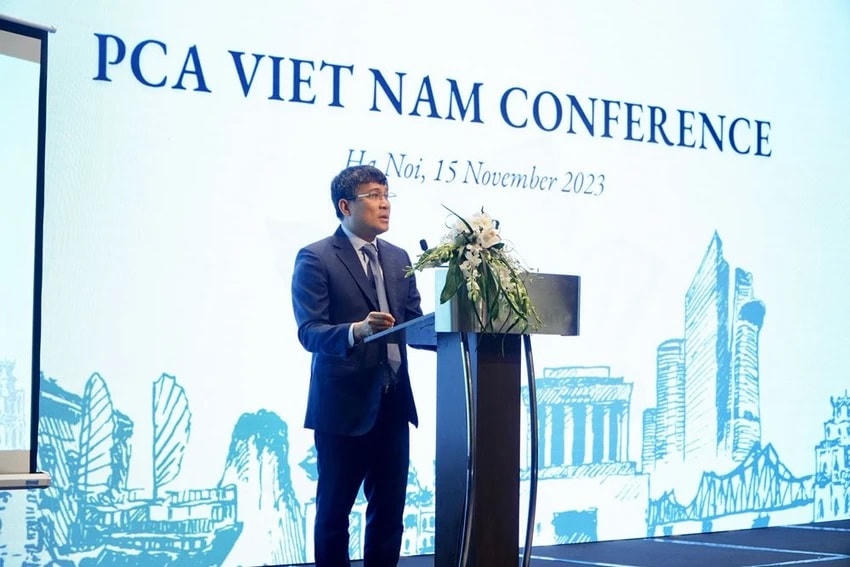 Thứ trưởng Thường trực Bộ Ngoại giao Nguyễn Minh Vũ phát biểu tại hội nghị. Nguồn: PLO.