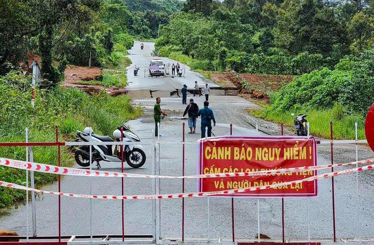 Tuyến đường tránh phía Nam qua phường Lộc Sơn, TP Bảo Lộc bị sụp lún.
