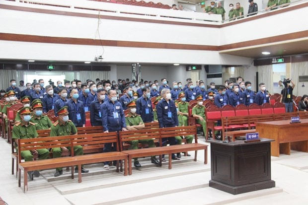 Các bị cáo tại phiên tòa.