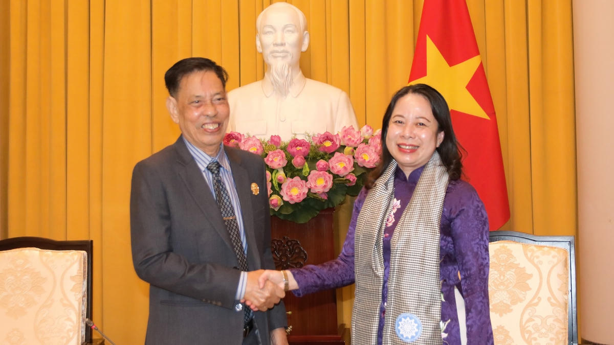 Phó Chủ tịch nước Võ Thị Ánh Xuân tiếp ông Nhem Valy và Đoàn đại biểu cấp cao Hội đồng Quốc gia Mặt trận Đoàn kết Phát triển Tổ quốc Campuchia.