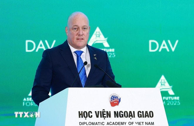 Thủ tướng New Zealand Christopher Luxon phát biểu. (Ảnh: Dương Giang/TTXVN) ttxvn-dien-dan-asean-2.jpg