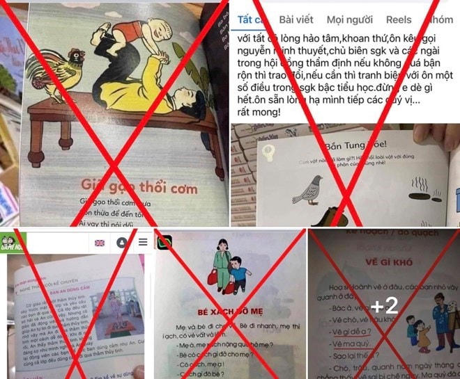 Một số hình ảnh về ngữ liệu lan truyền trên mạng xã hội không có trong sách giáo khoa hiện hành. Ảnh: MOET.