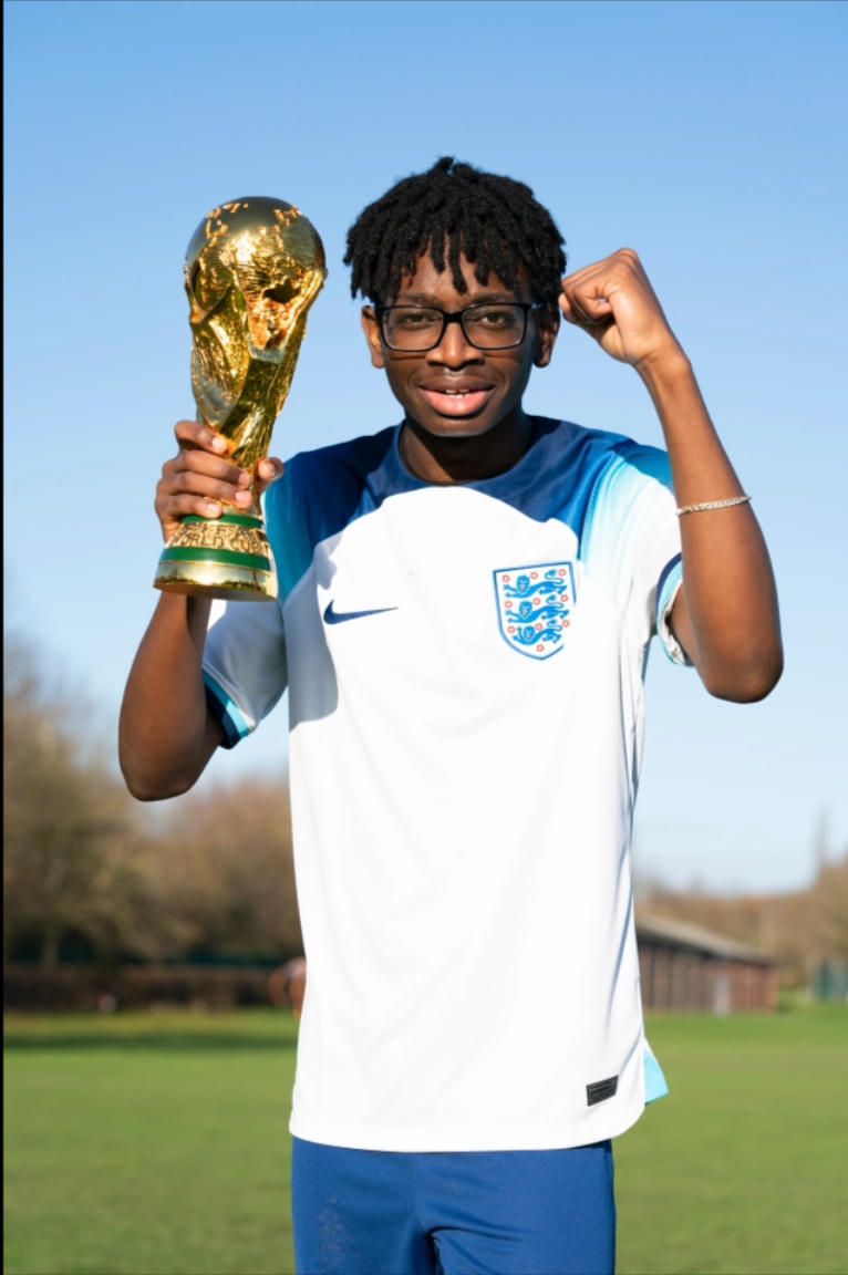 Anh Kylian, 16 tuổi, là em họ thứ hai của siêu sao PSG Kylian Mbappe cho là tuyển Anh đánh bại Pháp. Ảnh: Louis Wood