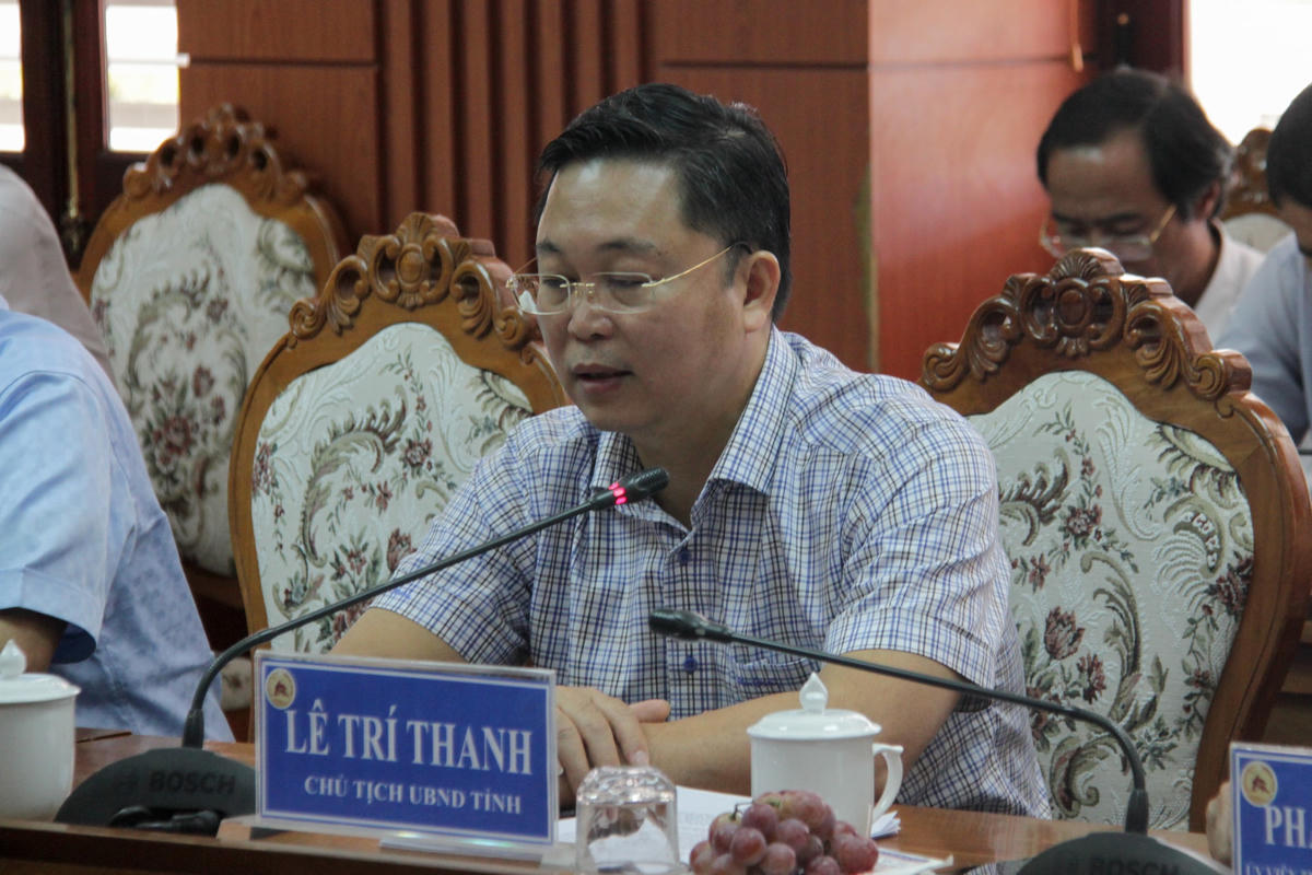 Ông Lê Trí Thanh, Chủ tịch UBND tỉnh Quảng Nam phát biểu tại buổi làm việc.