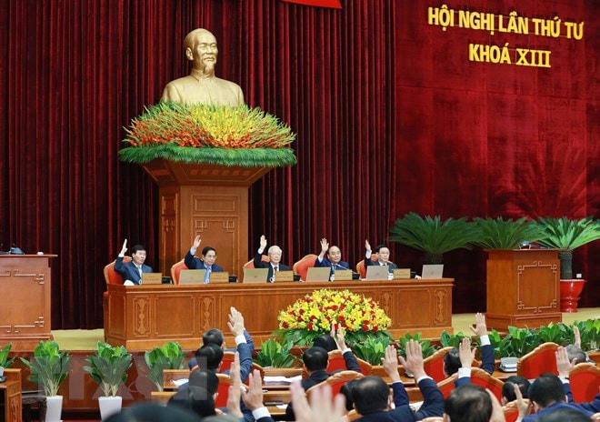Các đại biểu biểu quyết thông qua chương trinh hội nghị. Phương Hoa/TTXVN.