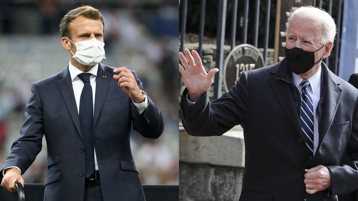 Tổng thống Pháp Macron điện đàm với tân Tổng thống Mỹ Biden. Ảnh: Getty.  