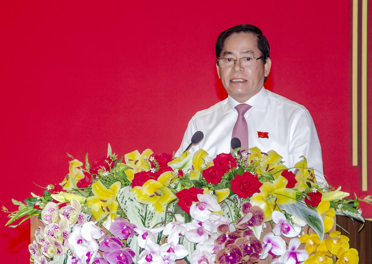 Ông Phạm Viết Thanh, Bí thư Tỉnh uỷ Bà Rịa - Vũng Tàu phát biểu tại kỳ hợp thứ nhất HĐND tỉnh Bà Rịa-Vũng Tàu khóa VII.