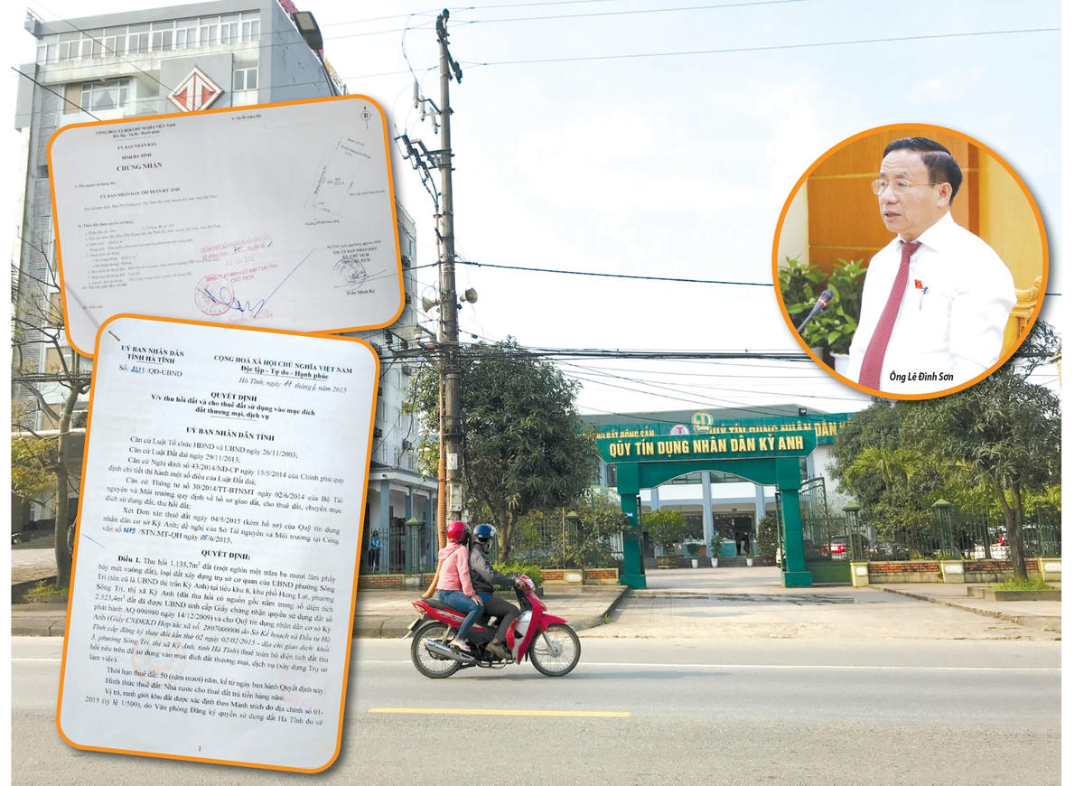 Khu đất này vốn là đất công sản, cựu Chủ tịch UBND tỉnh Hà Tĩnh Lê Đình Sơn ký quyết định thu hồi, cho Quỹ Tín dụng nhân dân cơ sở Kỳ Anh thuê không qua đấu giá.