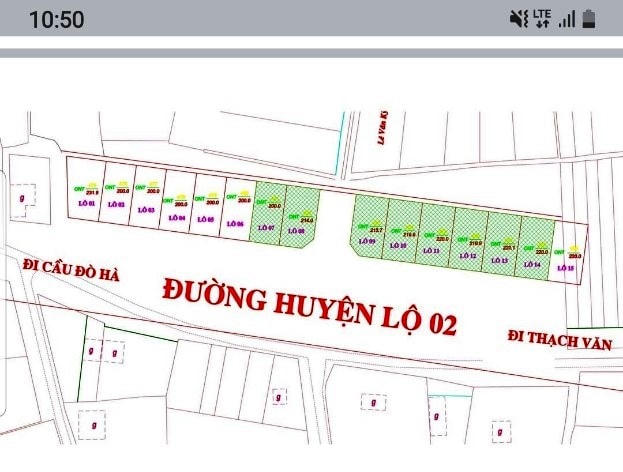 Sơ đồ 8 lô đất đấu giá ở xã Thạch Thắng, huyện Thạch Hà.